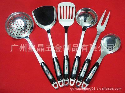 【不銹鋼廚具批發(fā) 廚具套裝 創(chuàng)意廚具7件套 鍋鏟 湯勺 漏勺廚房用具】價(jià)格,廠家,圖片,鍋鏟,廣州皇晶五金制品-